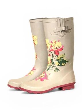 Gray Rain boots With Floral Print